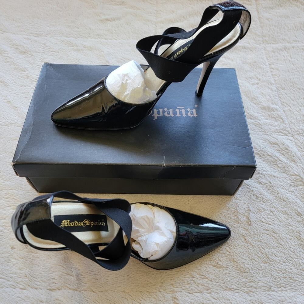 Moda Spana Contessa Glossy Black Patent Leather Heels